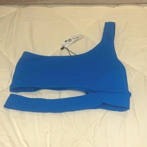Garage One Shoulder Blue Cut Out Tank Top